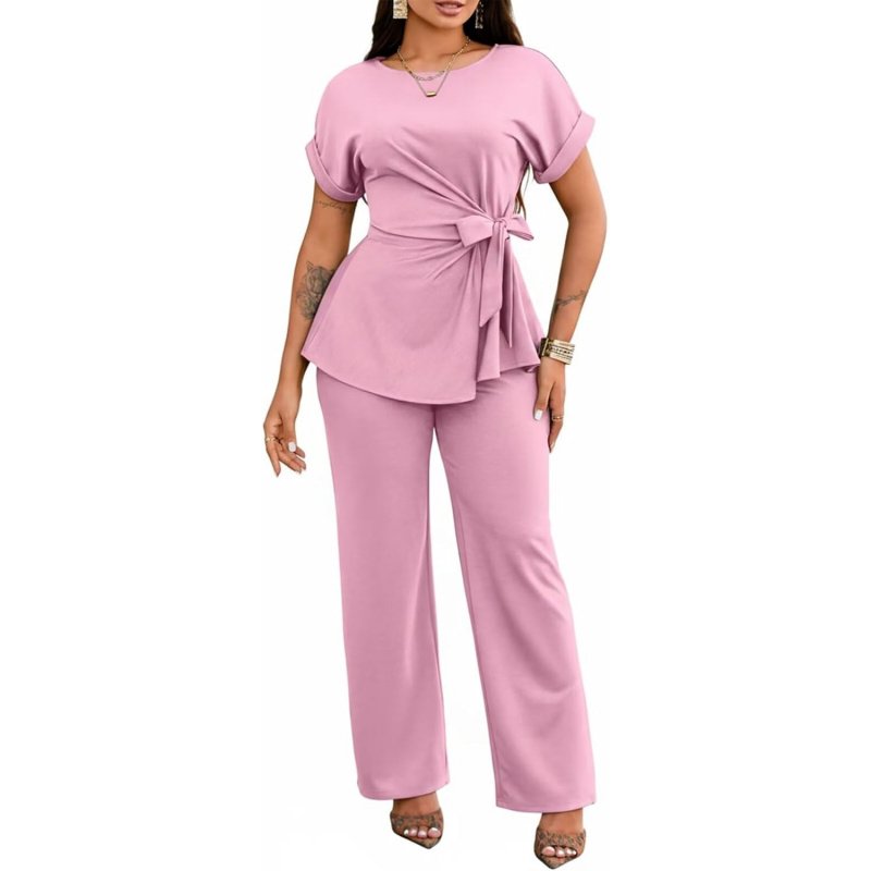 Women's 2 Piece Outfits Short Sleeve Peplum - Image 11