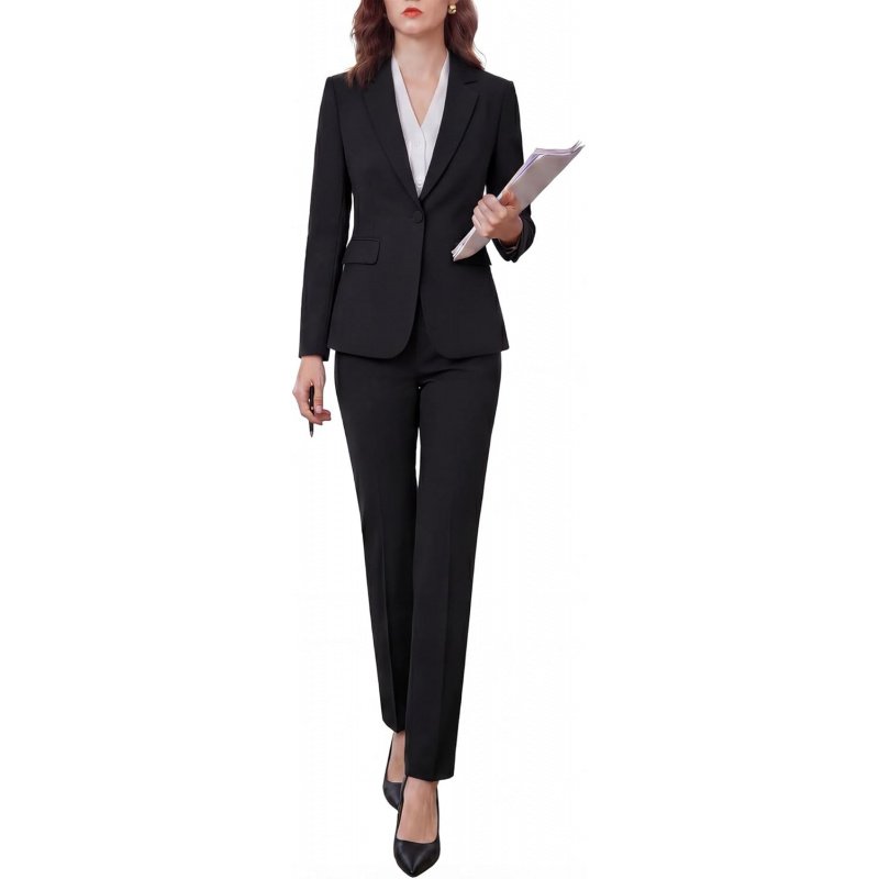 Women's 2 Piece Pants Suit - Wrinkle-Free Business - Image 9