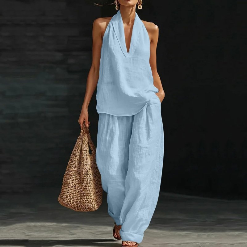 Two Piece Sets for Women Summer V Neck - Image 2