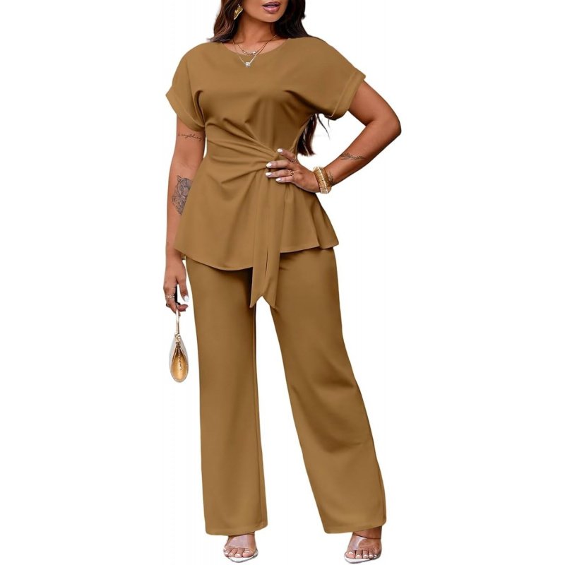 Women's 2 Piece Outfits Short Sleeve Peplum - Image 10
