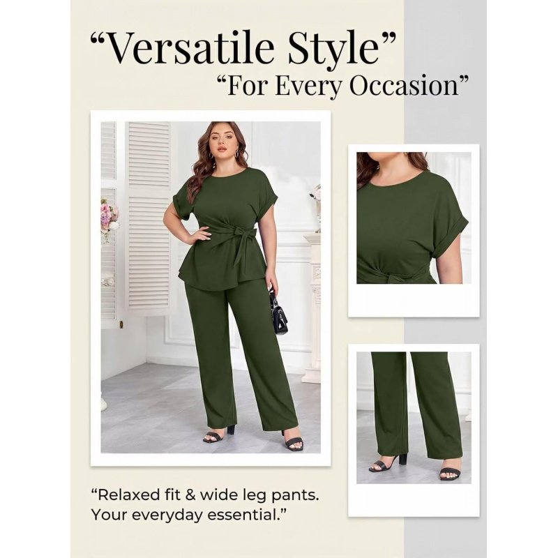 Women's 2 Piece Outfits Short Sleeve Peplum - Image 6