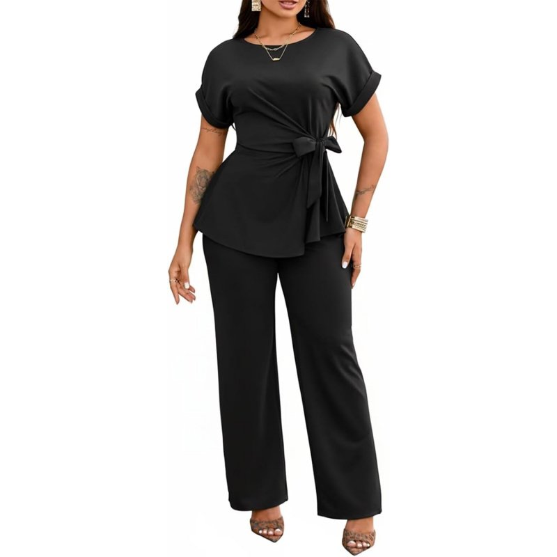 Women's 2 Piece Outfits Short Sleeve Peplum - Image 7
