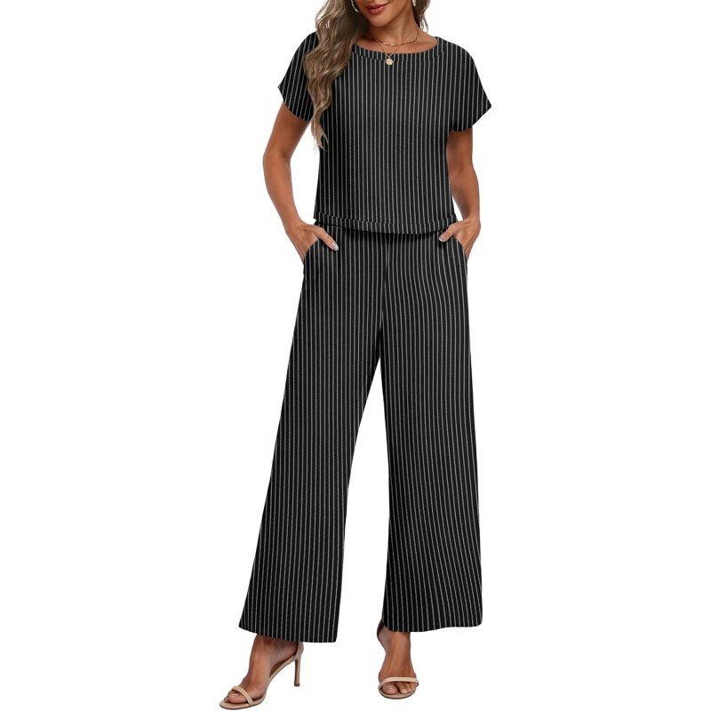 2 Piece Sets for Women Summer Cap Sleeve Crop Top