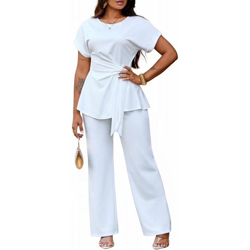 Women's 2 Piece Outfits Short Sleeve Peplum - Image 14