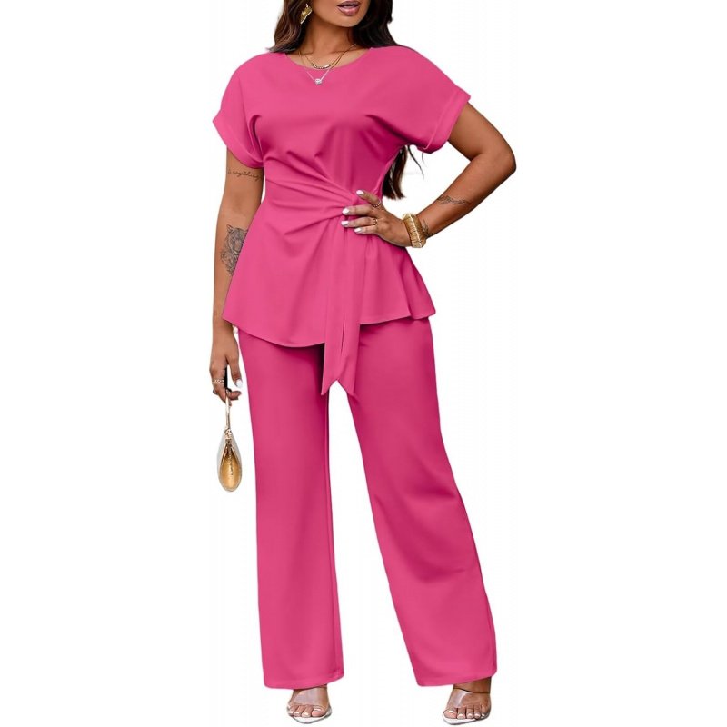 Women's 2 Piece Outfits Short Sleeve Peplum - Image 13