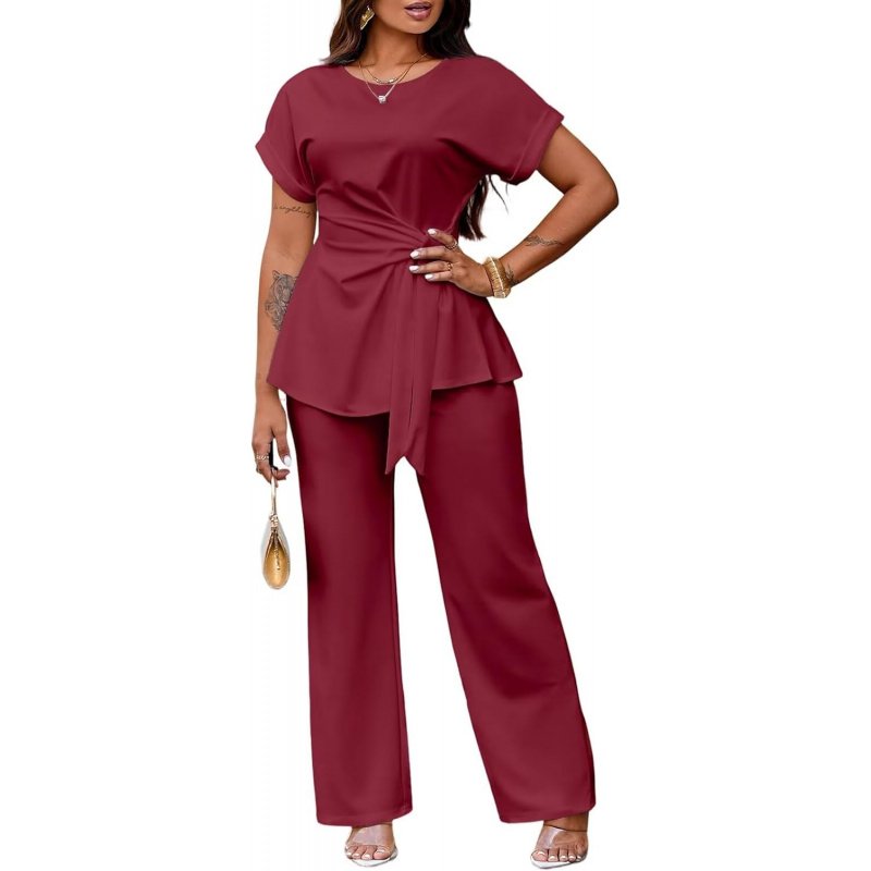 Women's 2 Piece Outfits Short Sleeve Peplum - Image 15
