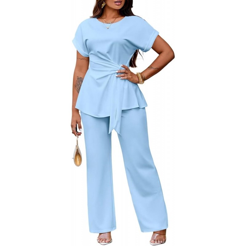 Women's 2 Piece Outfits Short Sleeve Peplum - Image 9
